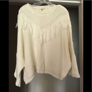 White fringe sweater, size medium